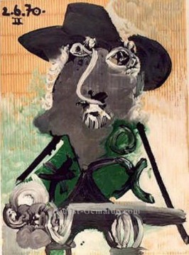 Porträt d homme au chapeau gris 1970 kubistisch Ölgemälde